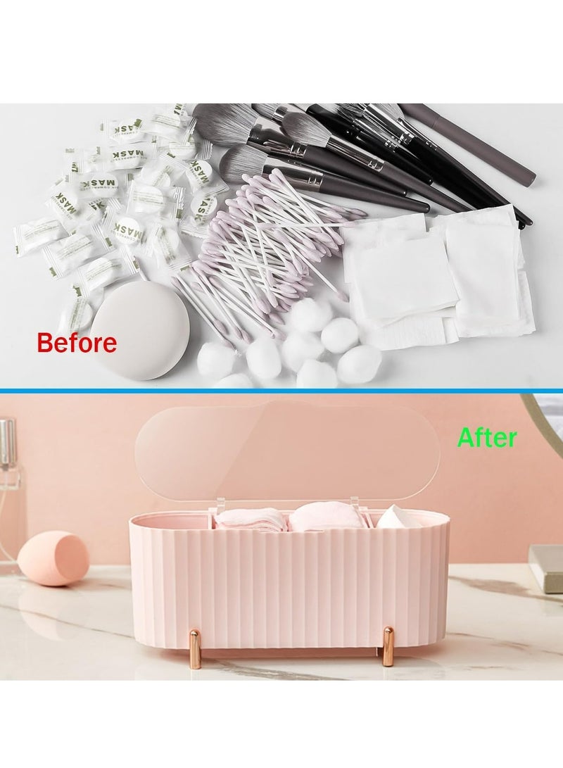 إسكدنيا 3 حجرات بلاستيكية من البلاستيك مع غطاء شفاف، منظم تخزين للحمام وردي اللون - Image 5