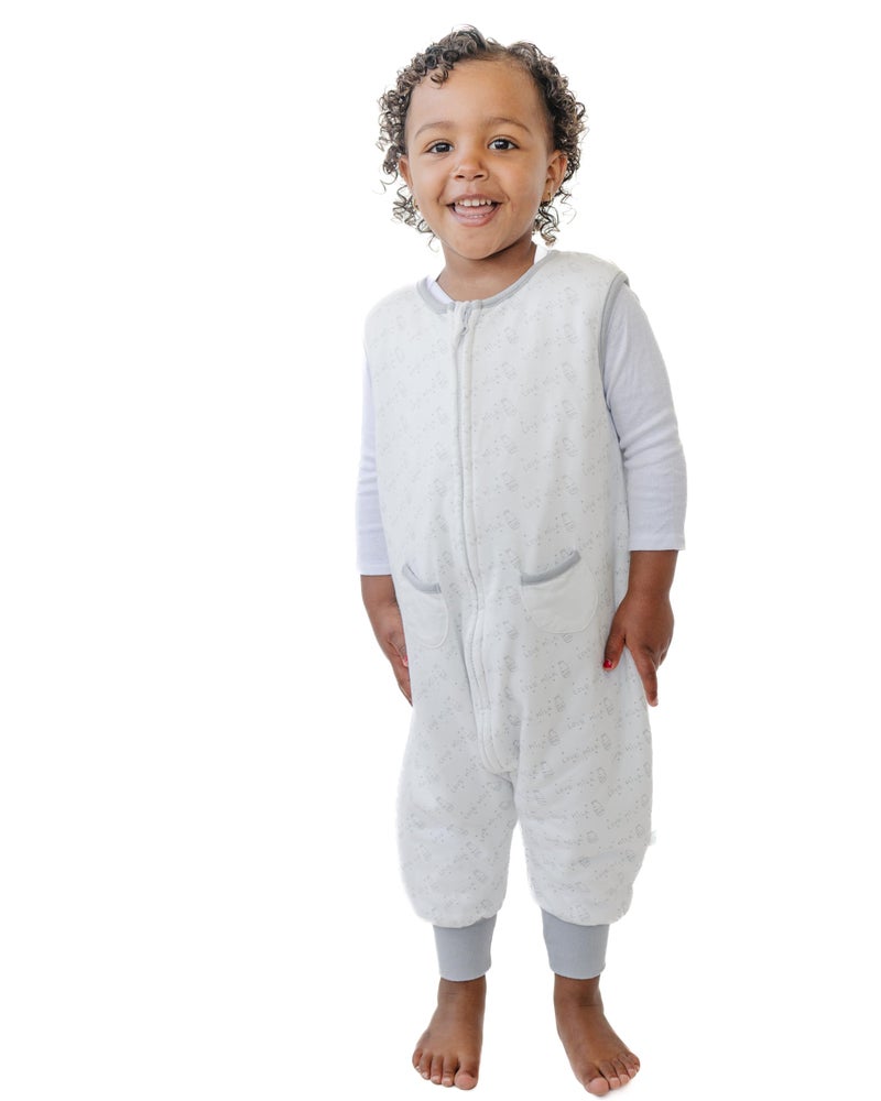Tealbee Dreamsuit Toddler Sleep Sack with Feet - Walker Sleep Bag with Legs, Rayon made from Bamboo, All Season 1.2 TOG, 2-Way Zipper, 12m-2T - Love Milk - Image 1