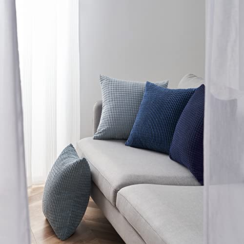 Topfinel 4 Packs Blue Decorative Throw Pillow Covers 16x16 Inch for Living Room Couch Bed Sofa, Boho Western Farmhouse Home Decor, Square Soft Moss Corduroy Fall Cushion Case 40x40 cm - Image 3