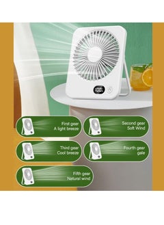 OUYoo USB Rechargeable Portable Handheld Fan, Foldable Lightweight Miniature Fan with Digital Display, Ultra-Quiet 5-Speed Cooling Device for Convenient Use, Suitable for Home, Office, and Outdoor Travel  - Image 5