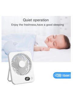 OUYoo USB Rechargeable Portable Handheld Fan, Foldable Lightweight Miniature Fan with Digital Display, Ultra-Quiet 5-Speed Cooling Device for Convenient Use, Suitable for Home, Office, and Outdoor Travel  - Image 2