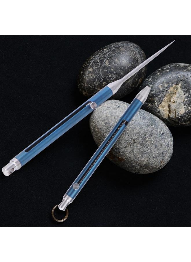 Thoraya Portable Titanium Alloy Telescopic Toothpick Case Holder for Camping Hiking Picnic Self Defense(blue )  - Image 4