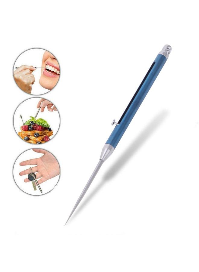 Thoraya Portable Titanium Alloy Telescopic Toothpick Case Holder for Camping Hiking Picnic Self Defense(blue )  - Image 2