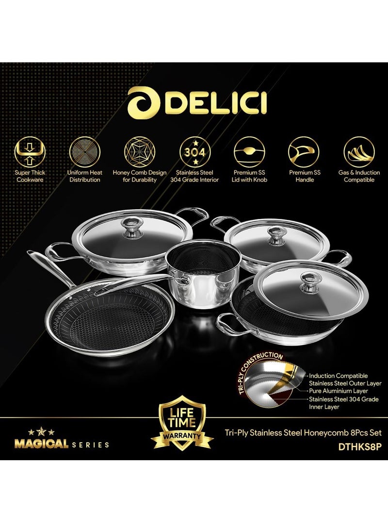 DELICI 8-Piece Tri-Ply Stainless-Steel-Honeycomb Cookware Set  - Image 2