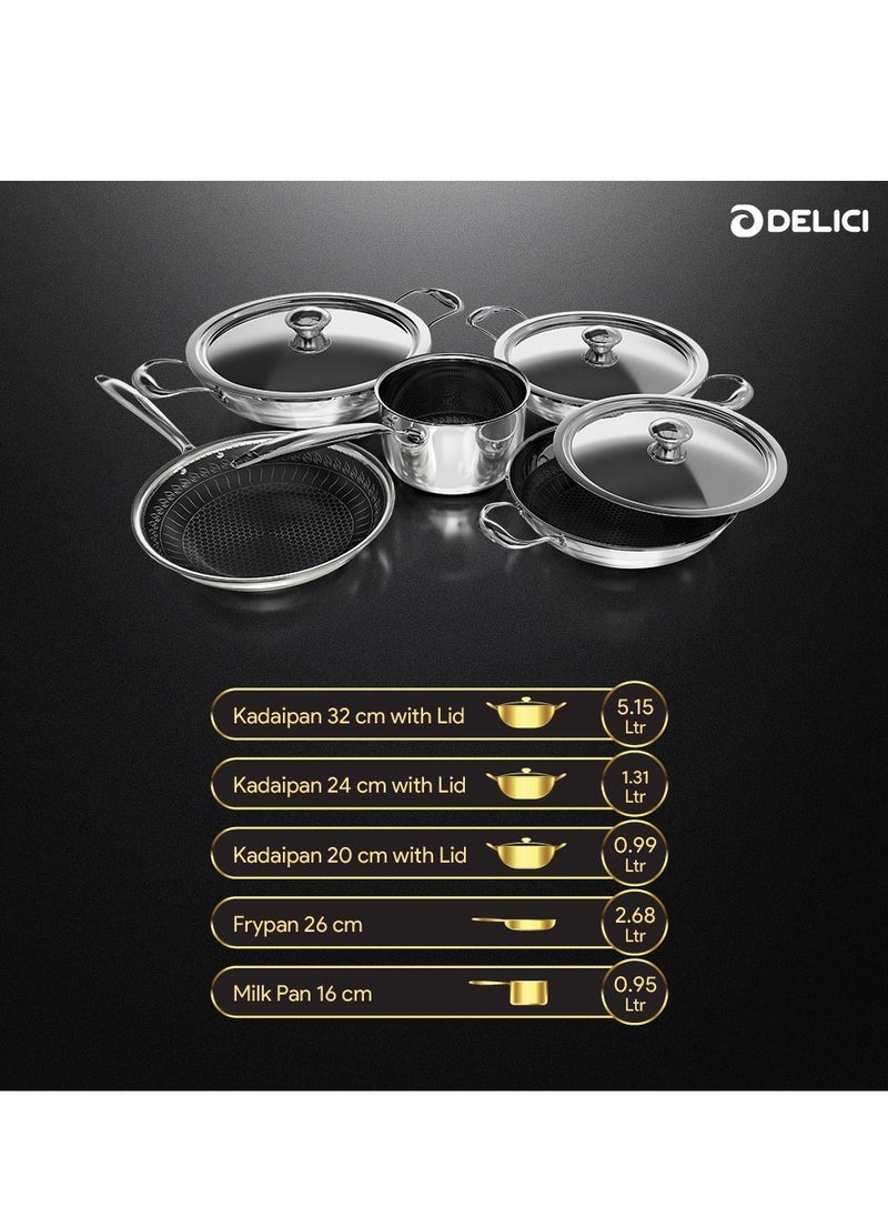 8-Piece Tri-Ply Stainless-Steel-Honeycomb Cookware Set