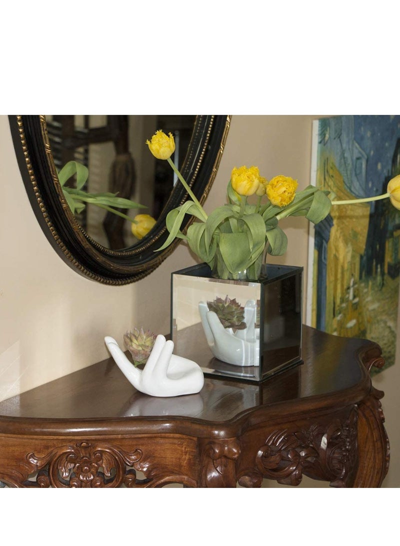 Excefore Air Plant Holder Creative Ceramic, 3 Pack Egg Cup Holder, Hand Shape Stand, Office Desk Base Airplant Display Container Pot, Ocarina Support for Table Shelf, Kitchen (White) - Image 5