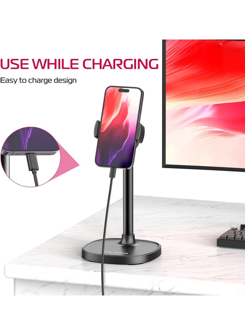 يولانزي حامل هاتف محمول ULANZI للمكتب، حامل هاتف Vijim HP004 قابل للتعديل الارتفاع والزاوية، حامل هاتف مكتبي يدور 360 درجة متوافق مع iPhone وSamsung وجميع الهواتف - Image 5