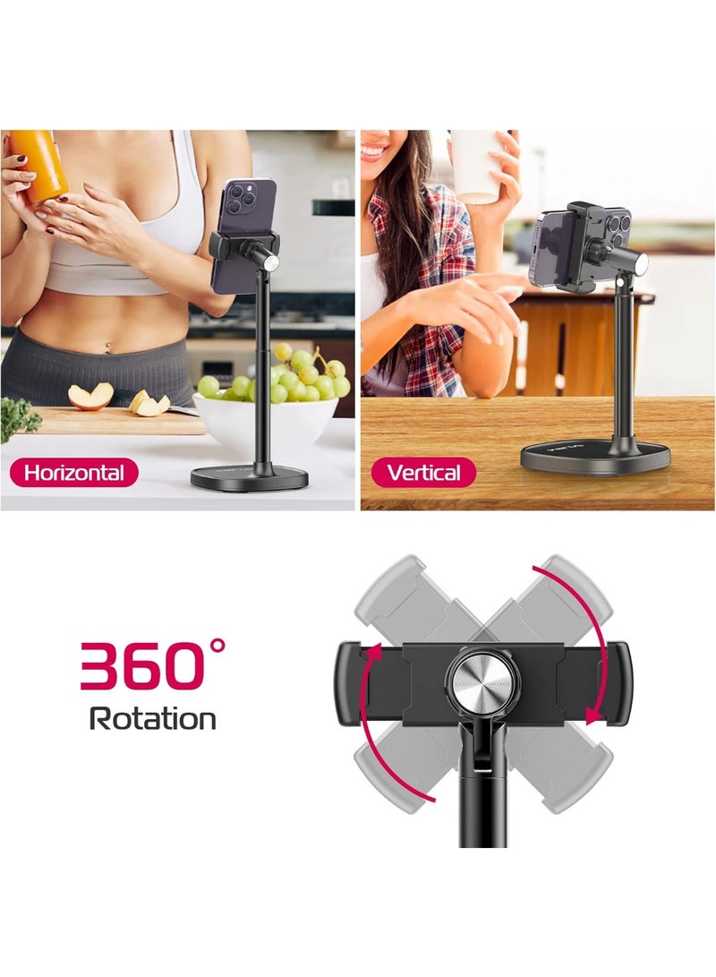 يولانزي حامل هاتف محمول ULANZI للمكتب، حامل هاتف Vijim HP004 قابل للتعديل الارتفاع والزاوية، حامل هاتف مكتبي يدور 360 درجة متوافق مع iPhone وSamsung وجميع الهواتف - Image 3