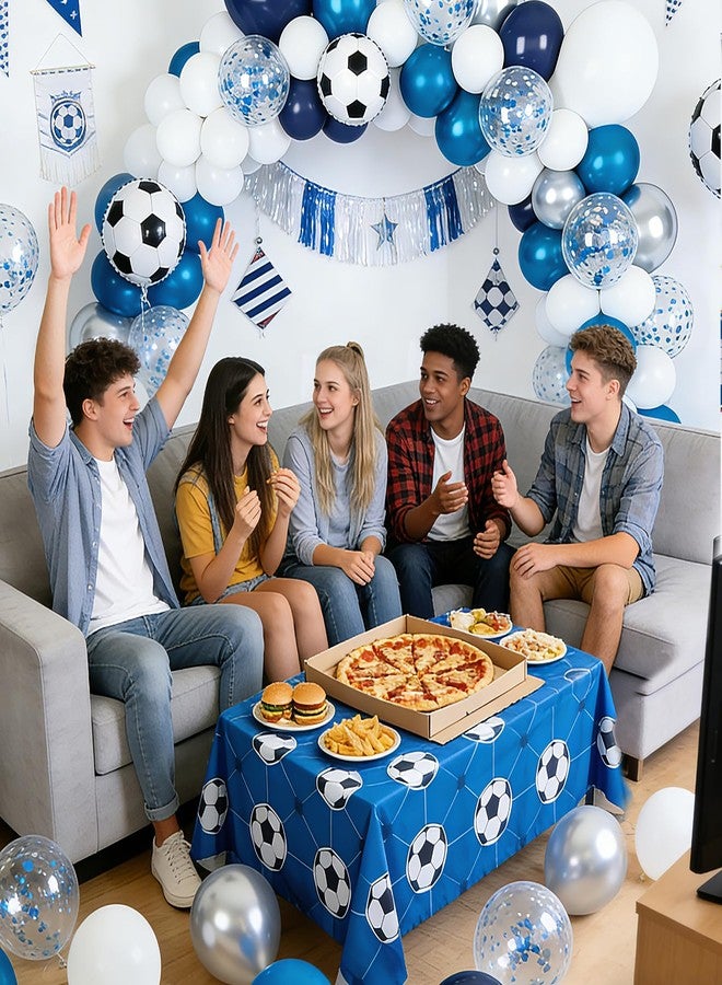 Lukinuo Blue Soccer Balloons Arch Kit Blue Soccer Birthday Party Balloon Set with Blue White Football Balloons Soccers Happy Birthday Banner Cake Toppers for Football Sport Theme Party Decor - Image 5