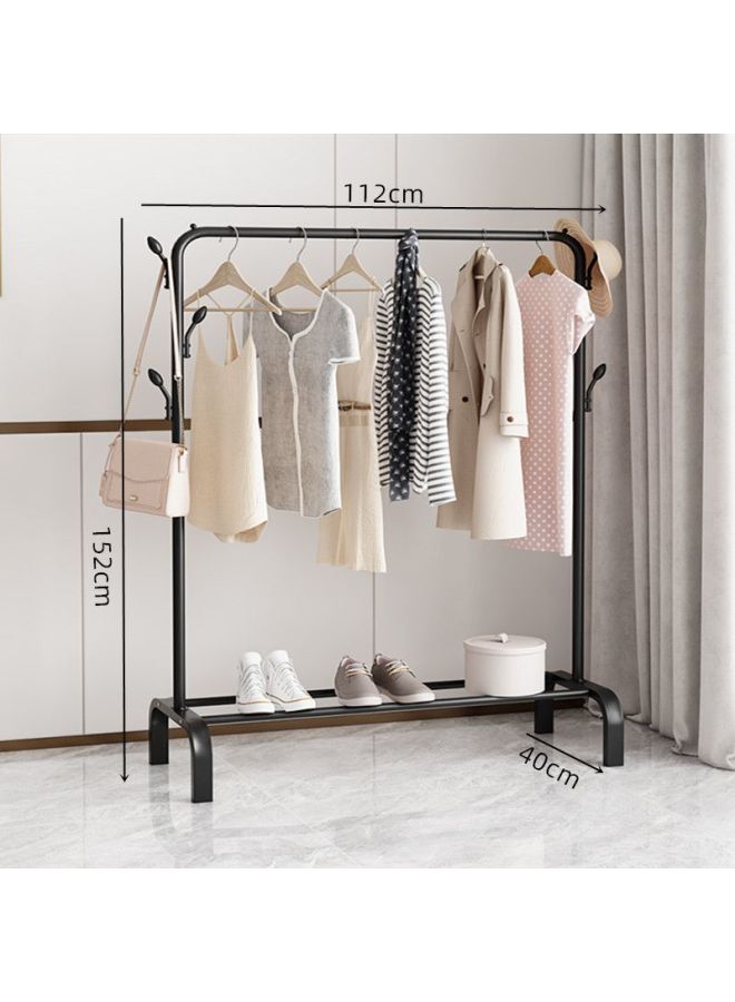Bold Hanger Floor Drying Rack Household Indoor Folding Vertical Clothes Shelf Simple Wardrobe Storage-Color:Black [thickened] Coat Rack Length 1.122m  - Image 1