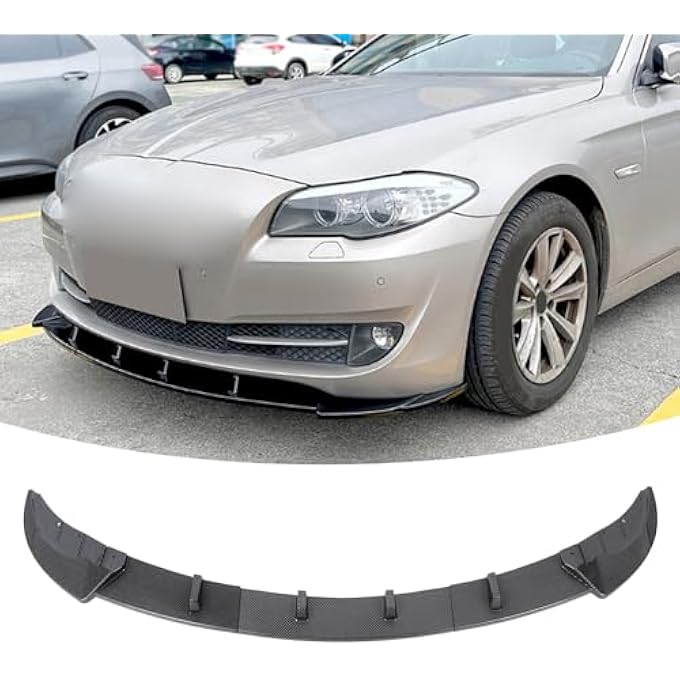 Luocute Front Bumper Spoiler Lip, Bumper Guard Plate Lip Spoiler 3 Parts Improve Sporty Appearance for 5 Series F10 F11 Standard Prefacelift 2011 to 2014 (Carbon Fiber Style) - Image 5