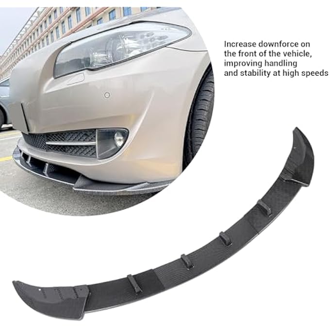 Luocute Front Bumper Spoiler Lip, Bumper Guard Plate Lip Spoiler 3 Parts Improve Sporty Appearance for 5 Series F10 F11 Standard Prefacelift 2011 to 2014 (Carbon Fiber Style) - Image 3