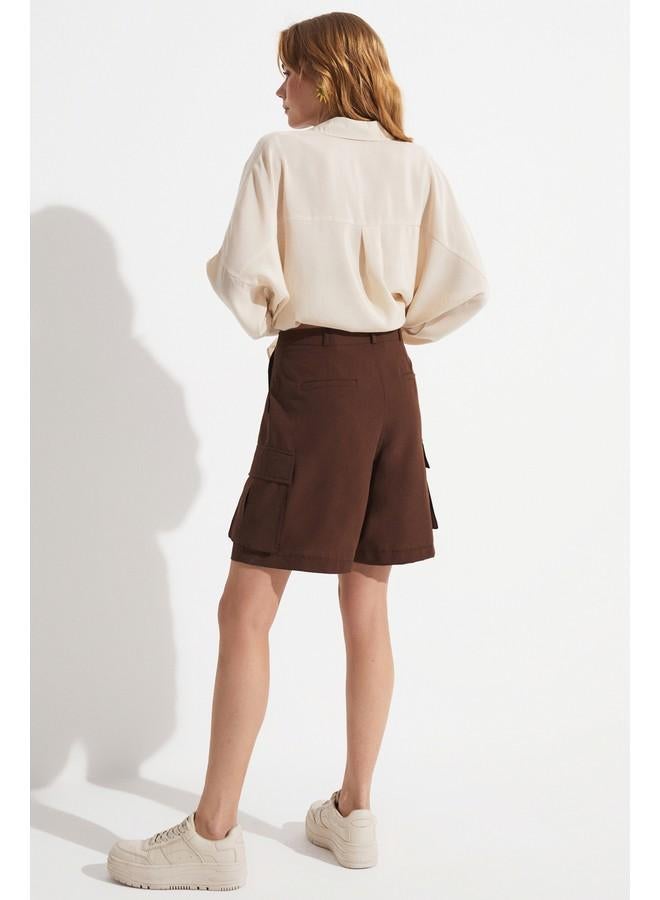 June Women Cargo Pocket Short Brown - Image 3