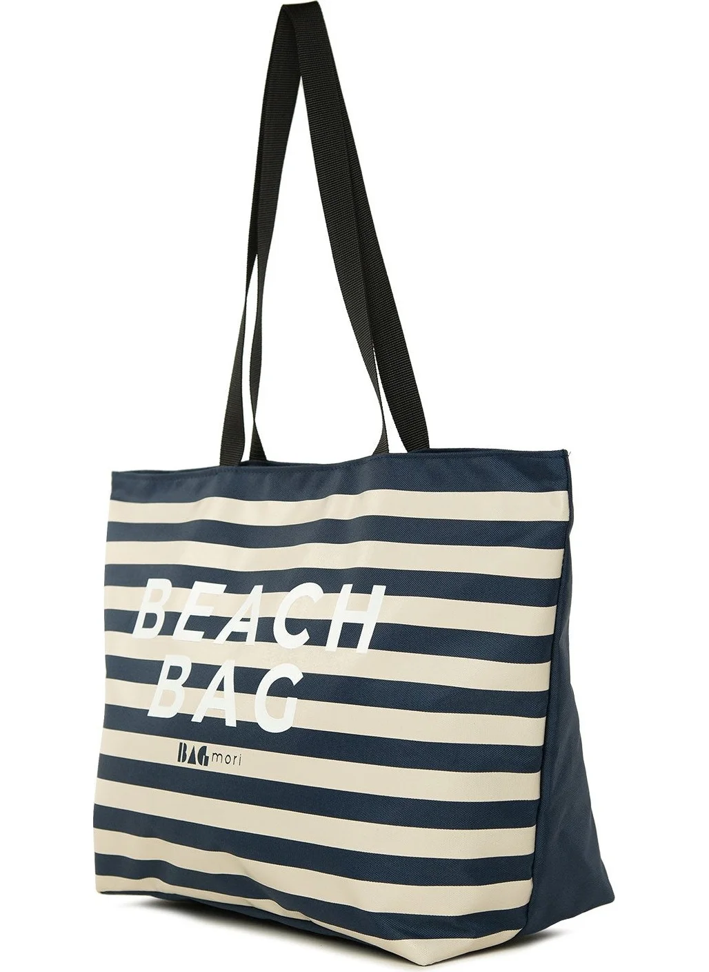 Bagmori Navy Blue Striped Beach Bag Printed Beach Bag