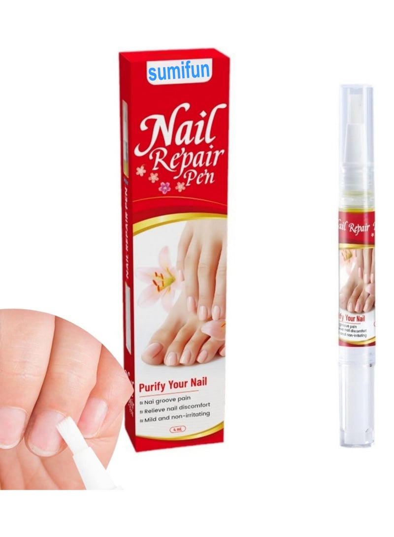 Sumifun Nail Repair Pen 4ml Antifungal Solution for Nail Repair, Targets Discoloration Gray & Black Nails, Antibacterial Pen for Nail Care, Enhances Nail Thickness & Cleanliness, Restores Healthy Nail - Image 1