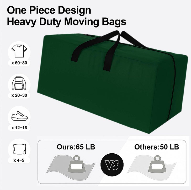 Lify Heavy Duty Extra Large Moving Bags - Strong Handles & Zippers, Storage Totes For Space Saving, Alternative to Box and Bin (Set of 2,4 & 6) (Bottle Green, Pack of 2) - Image 3