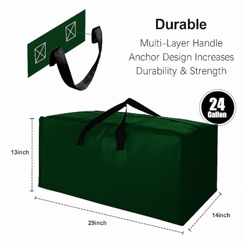 Lify Heavy Duty Extra Large Moving Bags - Strong Handles & Zippers, Storage Totes For Space Saving, Alternative to Box and Bin (Set of 2,4 & 6) (Bottle Green, Pack of 2) - Image 2