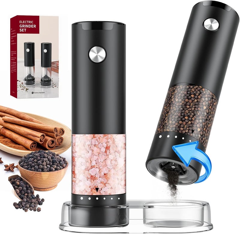 gofuch Electric Salt and Pepper Grinder Set, Automatic Battery Salt and Pepper Shakers，6 Adjustable Coarseness with LED, 100ml Upgraded Larger Capacity Pepper Mill Shakers for Kitchen, Dining and Gifts - Image 1