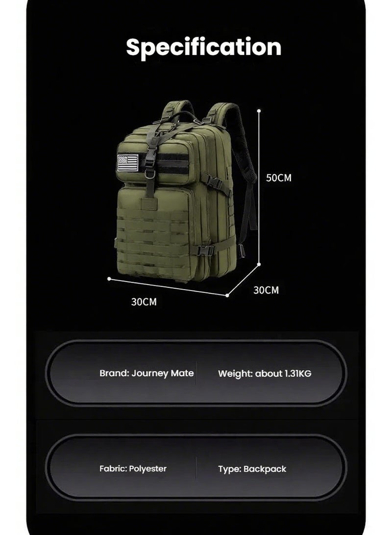 Journey Mate 50L Tactical Backpack Fishing Outdoor Mountaineering Hiking Camping Multi-Function Backpack Rucksack Black  - Image 3