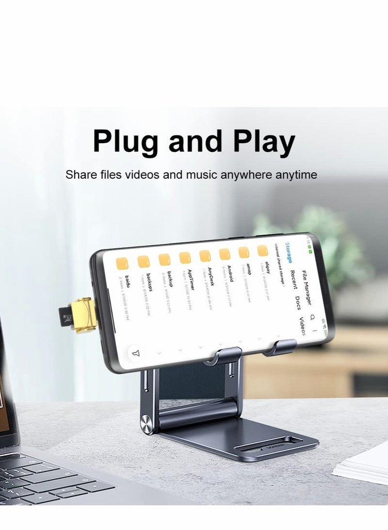 USB C Micro SD Card Reader OTG Adapter for MacBook Laptops Tablets Android Phones Gold Color - Image 4