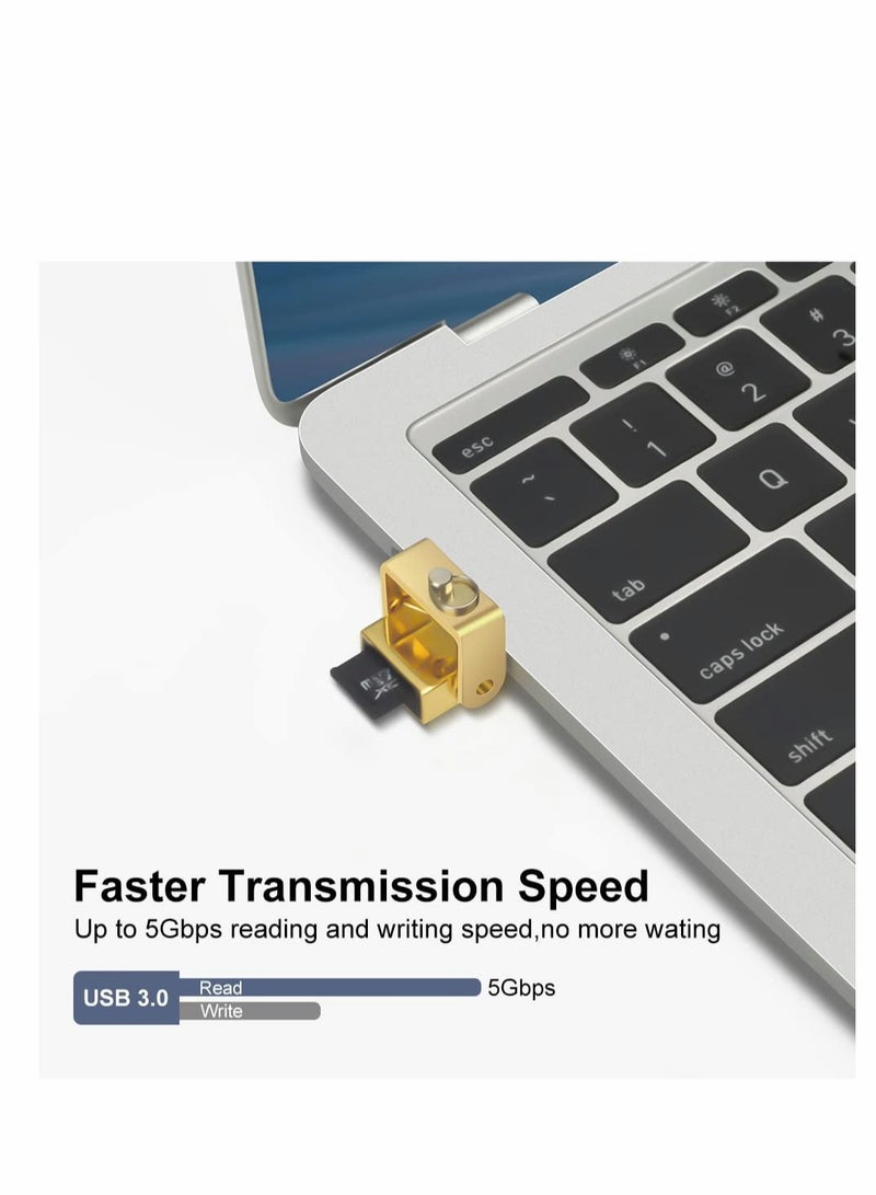 USB C Micro SD Card Reader OTG Adapter for MacBook Laptops Tablets Android Phones Gold Color - Image 3