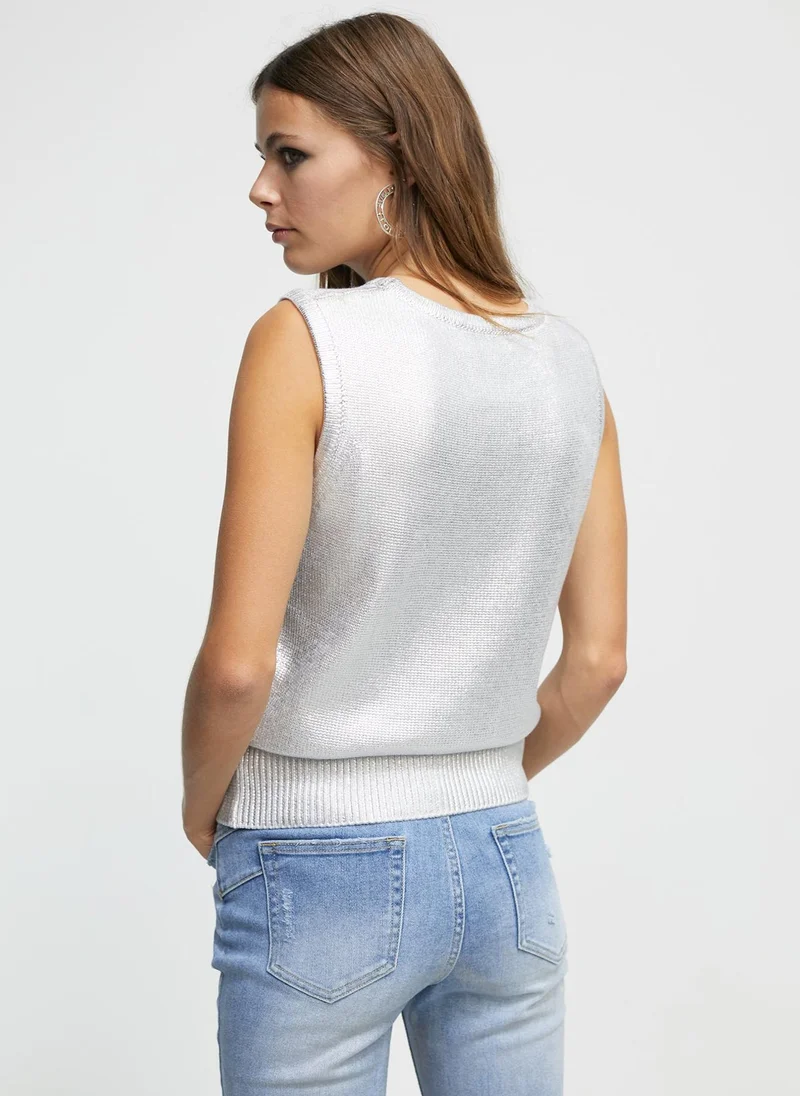 Lola Casademunt Laminated knit top