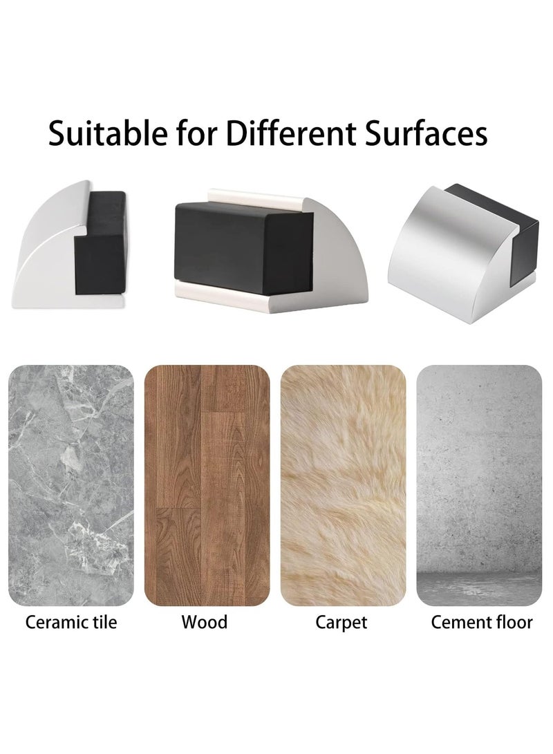 SYOSI 2 Packs Floor Mounted Door Stops Rubber Black Door Stop Modern Chrome Silver Door Stopper Solid Metal Doorstop Wall Protector with Bumper Buffer and Fixings - Image 4