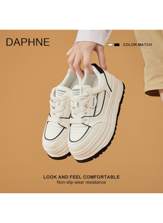 Daphne Thick-soled White Sneakers For Women, New Spring Lace-up Shoes, Fashionable Versatile Canvas Shoes For Wome - Image 3
