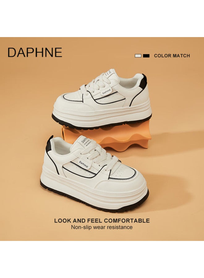 Daphne Thick-soled White Sneakers For Women, New Spring Lace-up Shoes, Fashionable Versatile Canvas Shoes For Wome - Image 2