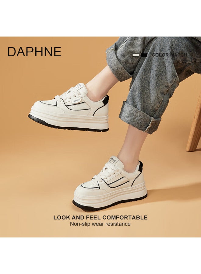 Daphne Thick-soled White Sneakers For Women, New Spring Lace-up Shoes, Fashionable Versatile Canvas Shoes For Wome - Image 5