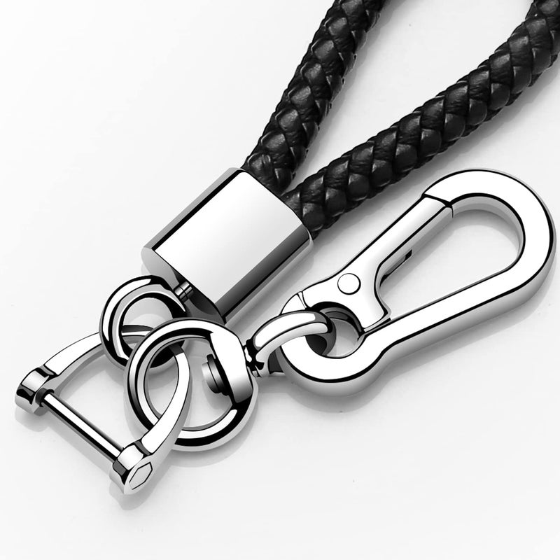 Tukellen Leather Weave Keychain - Durable and Comfortable Car Keyring for Men and Women - Black - Image 4