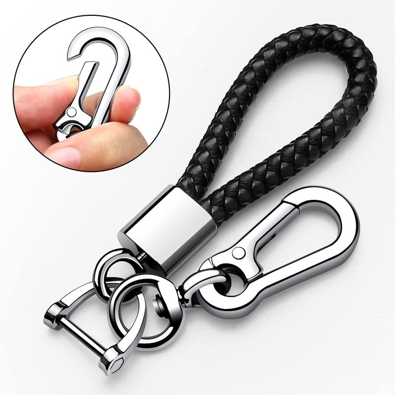 Tukellen Leather Weave Keychain - Durable and Comfortable Car Keyring for Men and Women - Black - Image 2