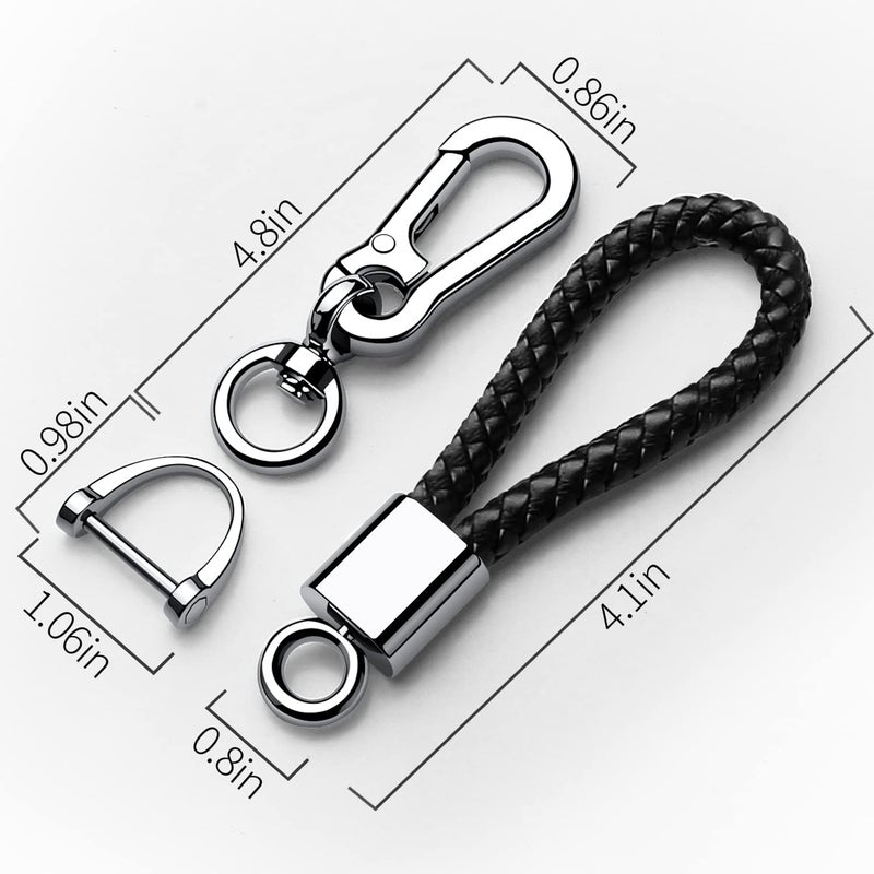Tukellen Leather Weave Keychain - Durable and Comfortable Car Keyring for Men and Women - Black - Image 3