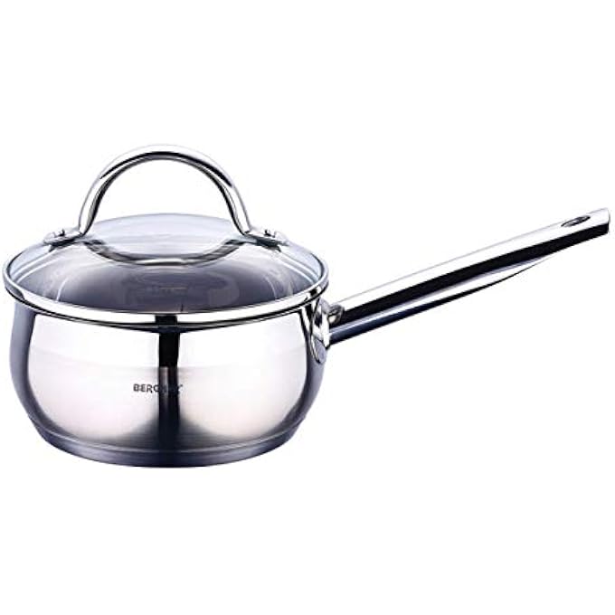 بيرجنر قدر طهي فاخر من الفولاذ المقاوم للصدأ مقاس 20 سم مع غطاء فضي