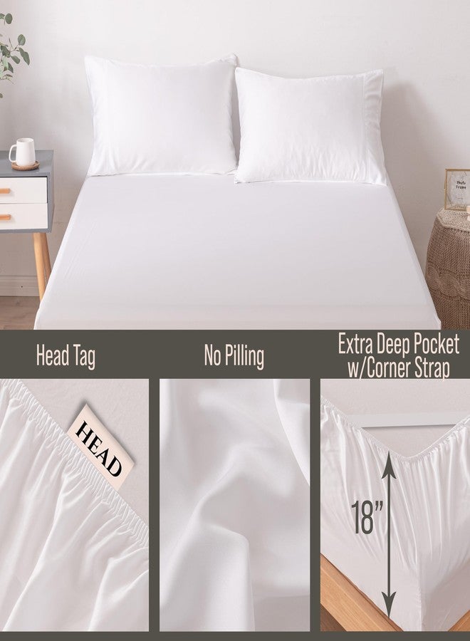 BC BELLA COTERIE ملاءة سرير فاخرة من فسكوز الخيزران من بيلا كوتيري، مقاس كوين | مزروعة عضوياً 100% | فائقة النعومة | تبريد لمن يعانون من الحرارة أثناء النوم | جيب عميق 18 بوصة [أبيض] - Image 3