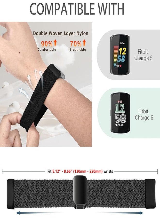 Sundara Braid Nylon Compatible with Fitbit Charge 6 Watch Bands Magnetic Stretchy Fabric Soft Loop Straps Adjustable Wristband Fitbit Charge 5 Band/Charge 6 Fitness Tracker Replacement Women Men - Image 4