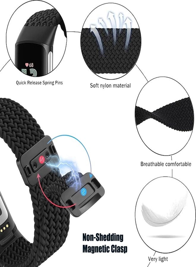 Sundara Braid Nylon Compatible with Fitbit Charge 6 Watch Bands Magnetic Stretchy Fabric Soft Loop Straps Adjustable Wristband Fitbit Charge 5 Band/Charge 6 Fitness Tracker Replacement Women Men - Image 2
