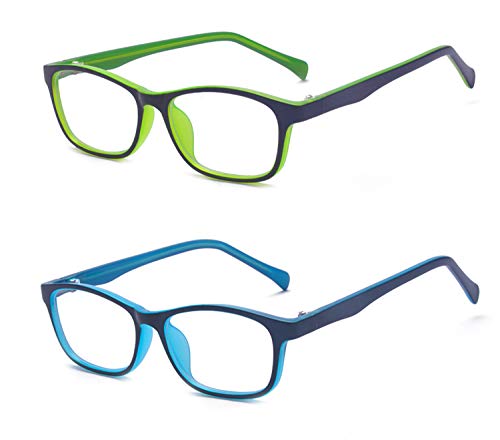 ALWAYSUV 2 Pack Kids Blue Light Blocking Glasses, Anti-Eye Strain Computer Glasses for Children, Transparent Lens, Lightweight & Durable - Image 2