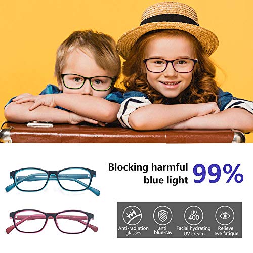 ALWAYSUV 2 Pack Kids Blue Light Blocking Glasses, Anti-Eye Strain Computer Glasses for Children, Transparent Lens, Lightweight & Durable - Image 4