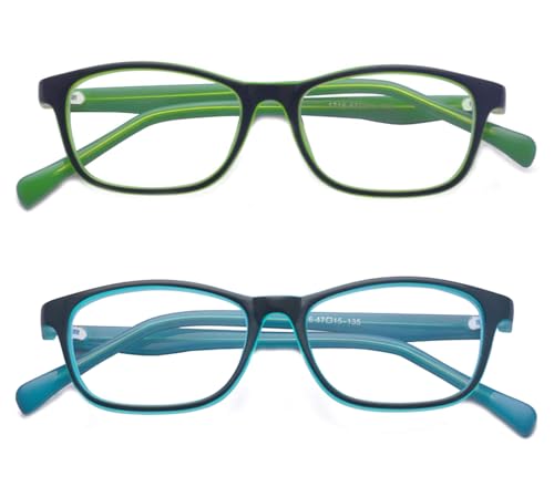 ALWAYSUV 2 Pack Kids Blue Light Blocking Glasses, Anti-Eye Strain Computer Glasses for Children, Transparent Lens, Lightweight & Durable - Image 1