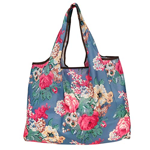 allydrew Large Foldable Tote Nylon Reusable Grocery Bag, 3 Pack, Classic Floral - Image 4