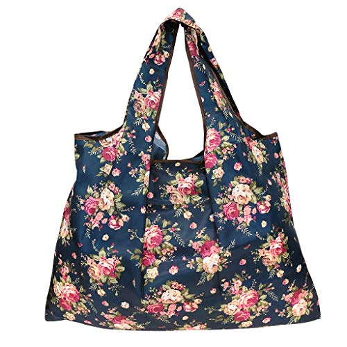 allydrew Large Foldable Tote Nylon Reusable Grocery Bag, 3 Pack, Classic Floral - Image 2