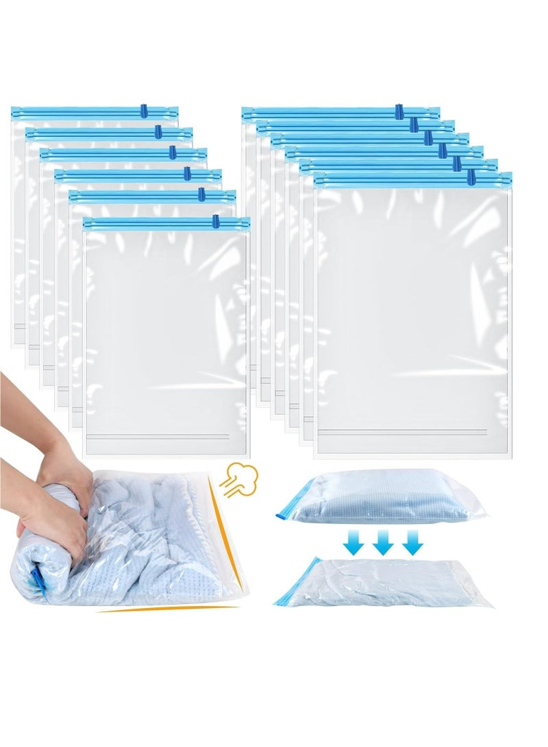 Oasisgalore 12 Pack Travel Compression Bags Travel Space Saver Bags，40x60cm 35x50cm Medium Vacuum Bags for Travel  - Image 1