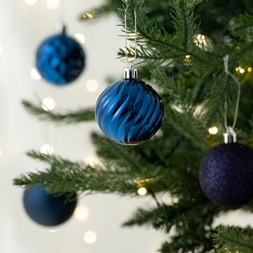 Valery Madelyn Christmas Tree Decorations Ornament Set Decor 24ct 236 Inches Navy Blue Shatterproof Christmas Ball Ornaments Hanging Xmas Holiday Party Decor - Image 3