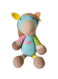 Handmade Crocheted Scout the Horse Soft Toy (17 inches) – Multicolour | Crochet Toys | Child Safe | for Babies 6 Months & Above | Dolls for Boys/Girls| For Birthday Gift | Decorative Items for Room