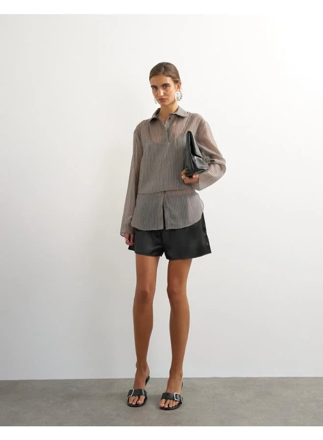 Topshop  Long Sleeve Stripe Double Layer Shirt for Women | Best Price UAE