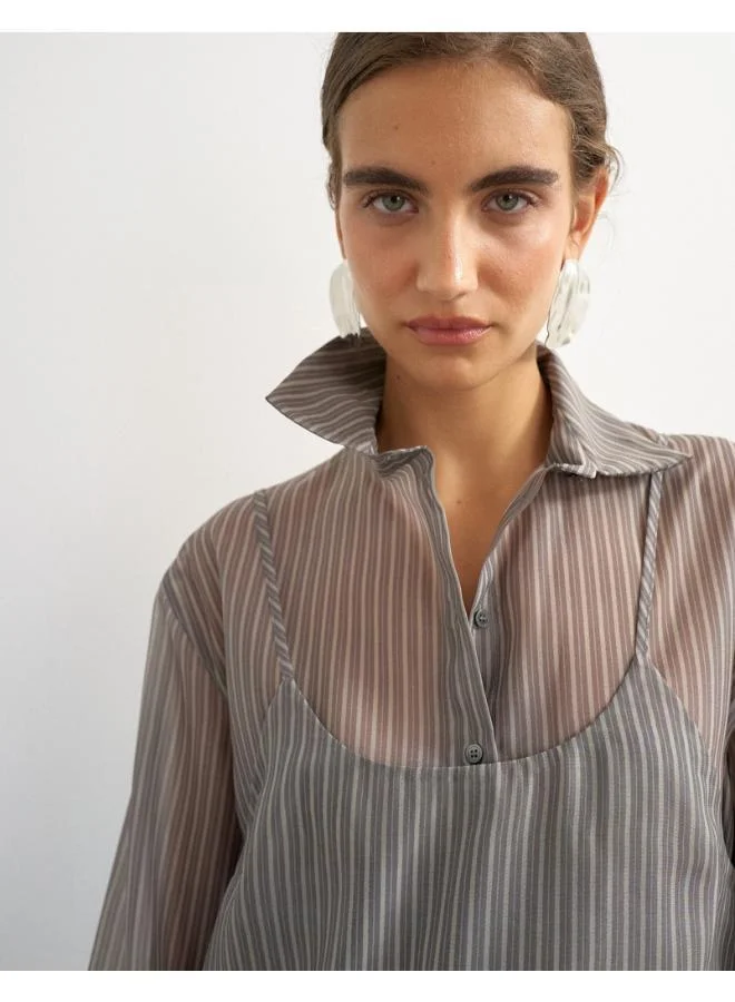 Topshop  Long Sleeve Stripe Double Layer Shirt for Women | Best Price UAE