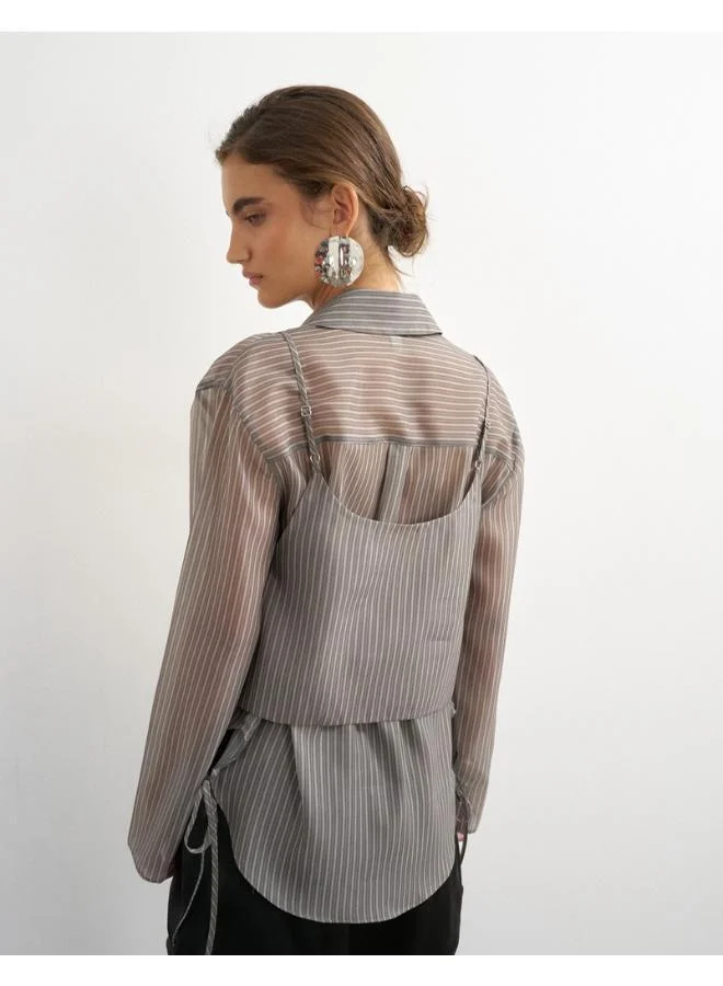 Topshop Long Sleeve Stripe Double Layer Shirt