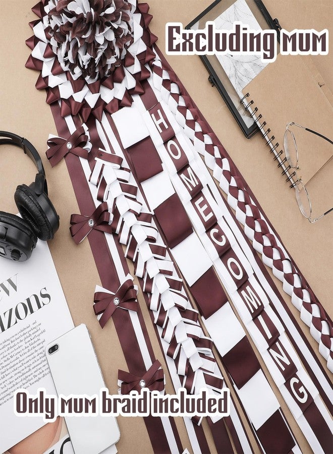 Yinkin 4 Pcs Homecoming Mum Braid 30 Inches Homecoming Mum Supplies Back to School Week Party Decorations Crafts for Back to School Classroom(White and Maroon) - Image 2