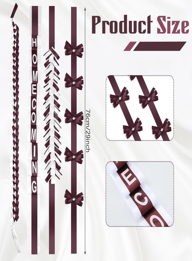 Yinkin 4 Pcs Homecoming Mum Braid 30 Inches Homecoming Mum Supplies Back to School Week Party Decorations Crafts for Back to School Classroom(White and Maroon) - Image 3